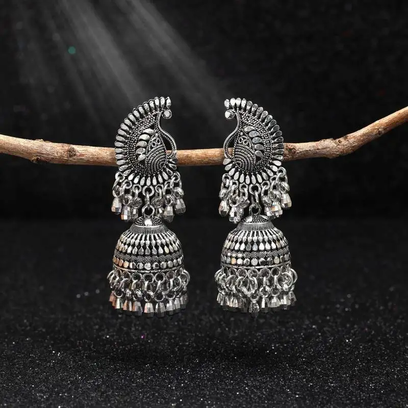 Silver color oxidised earrings