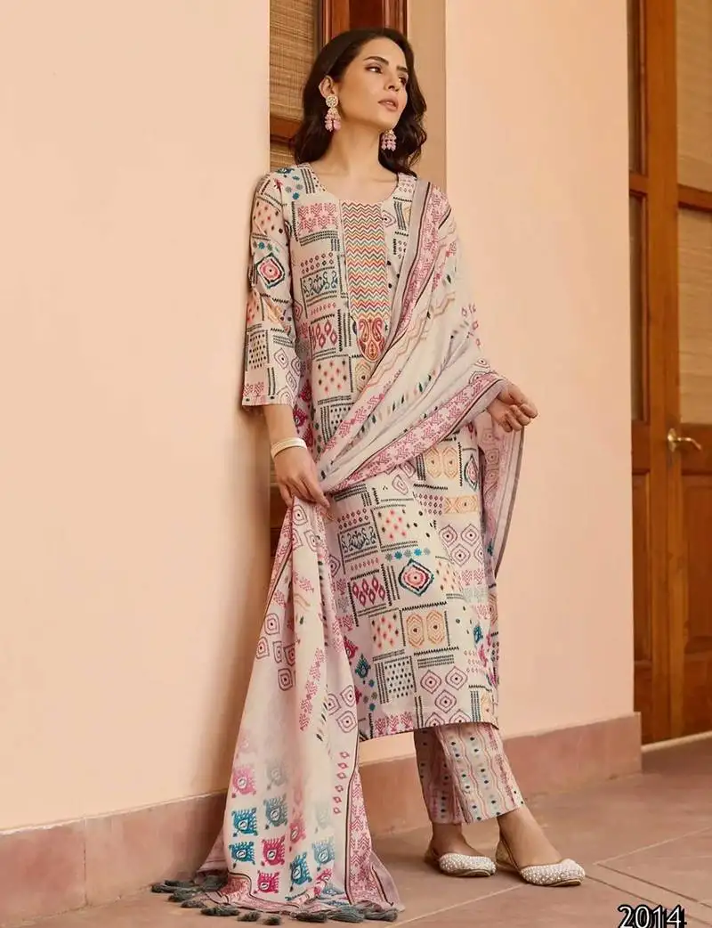 Butter cotton stitched suit with dupatta