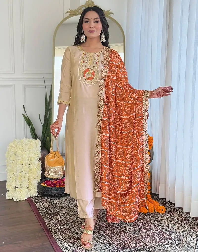 Chiku viscose stitched suit with dupatta