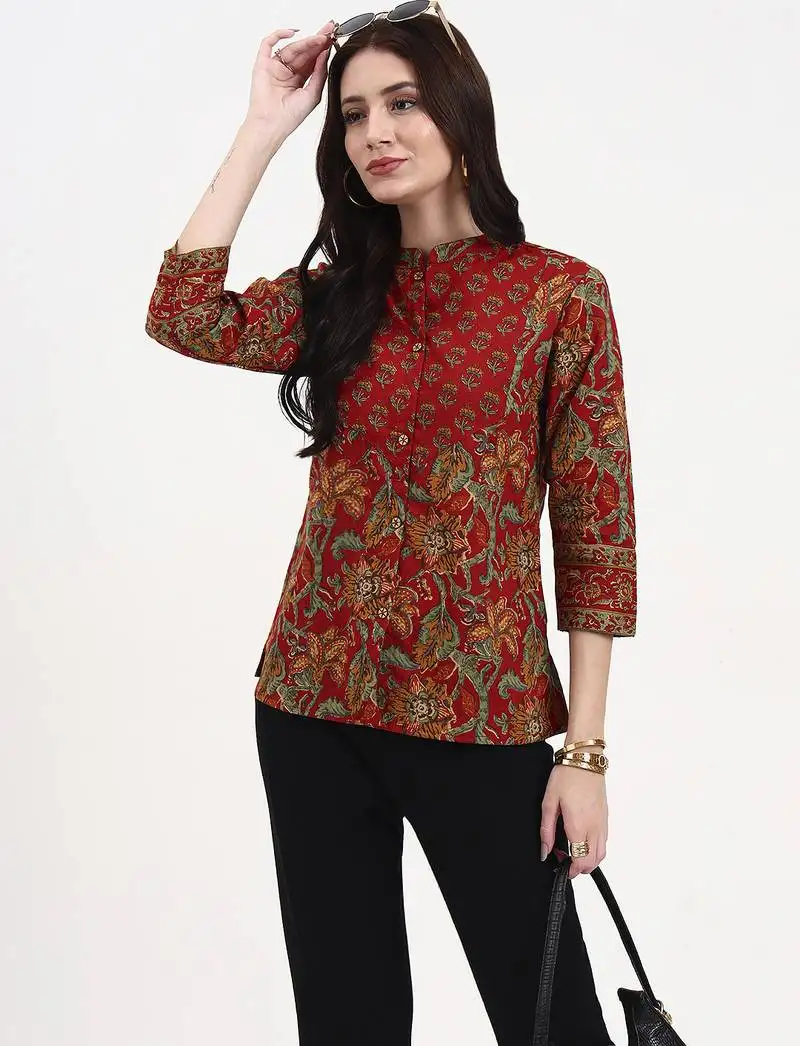 Red cotton shirt style top