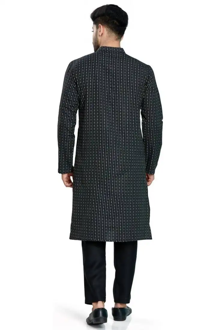 Black jacquard kurta payjama etnic wear :: festive wear