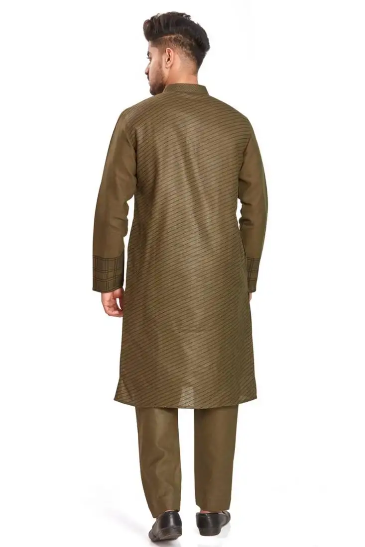 Brown hand block printed kurta viscos kurta payjama etnic wear :: festive wear