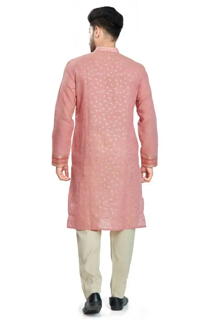 Pink hand block foil printed kurta viscos kurta payjama etnic wear :: festive wear