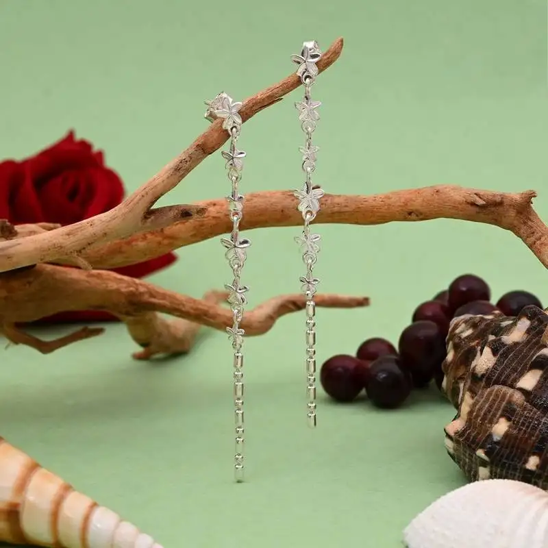 Silver color 925 silver drop earrings