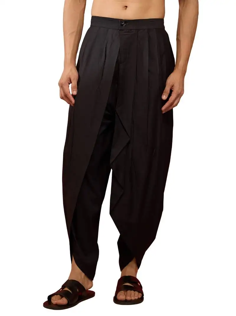 Men's black viscose dhoti pants - traditional festive wear