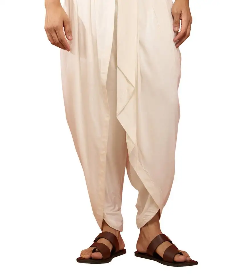 Men's white viscose dhoti pants - traditional festive wear