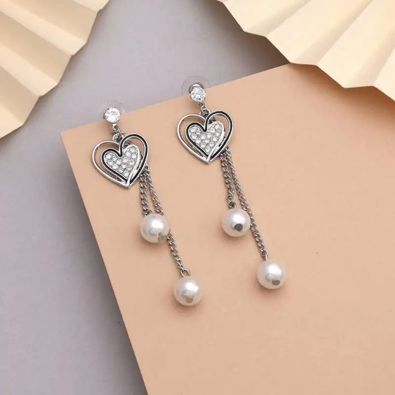 Silver color heart shape design anti tarnish earrings