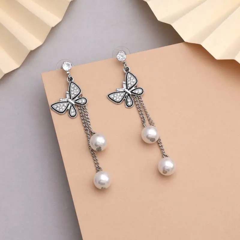 Silver color butterfly design anti tarnish earrings