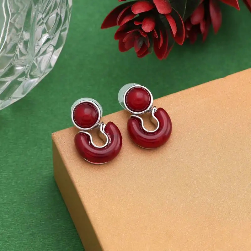 Maroon color anti tarnish earrings