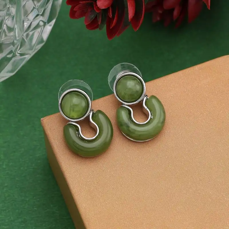 Green color anti tarnish earrings