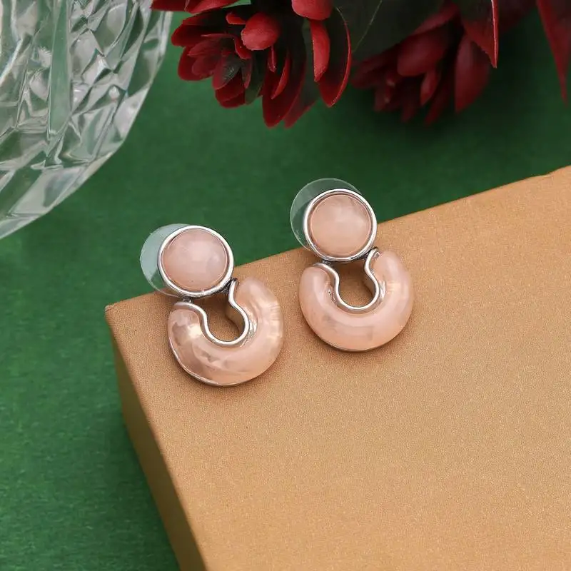 Peach color anti tarnish earrings