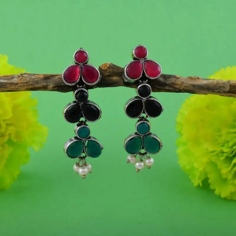 Multi color oxidised earrings