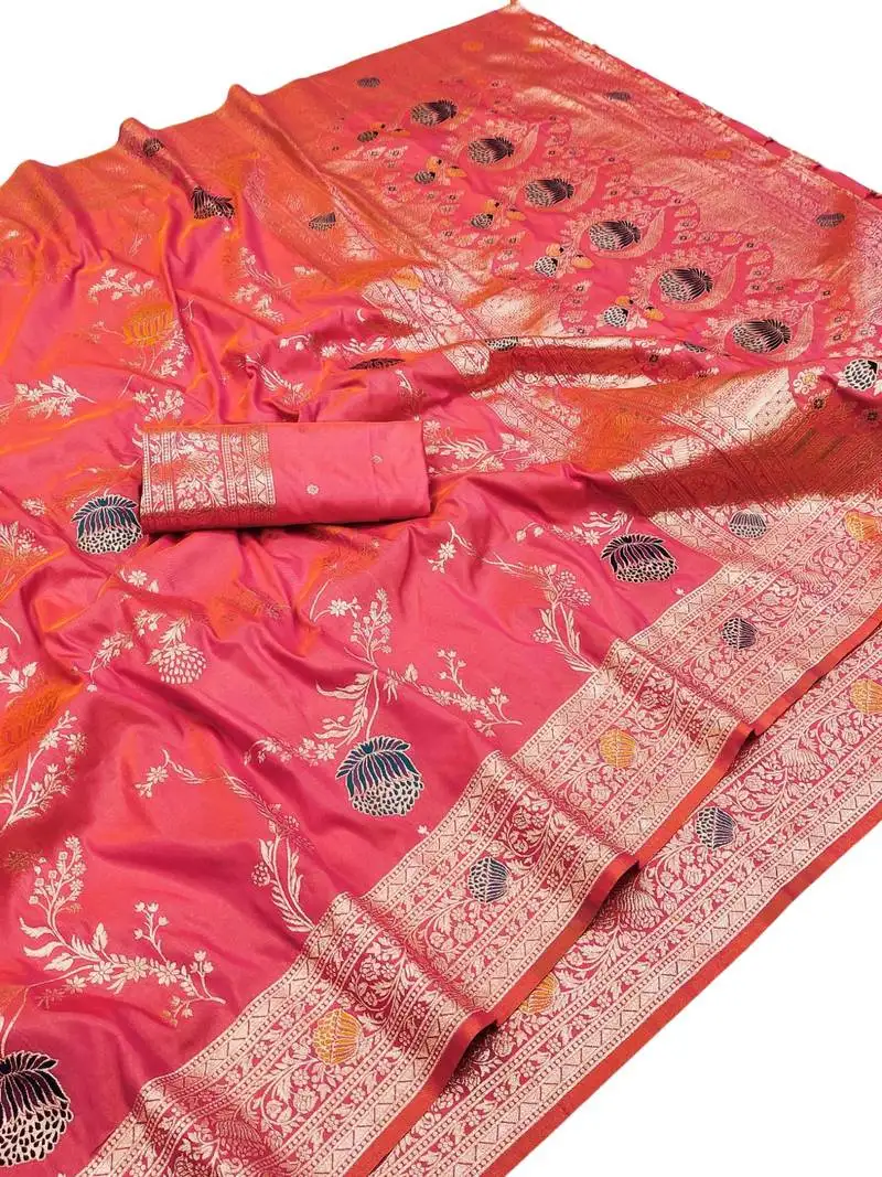 Gajri art silk zari woven saree with blouse