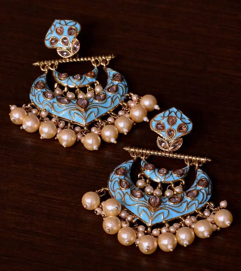 Kundan and pearls embellished designer earrings 217ed222