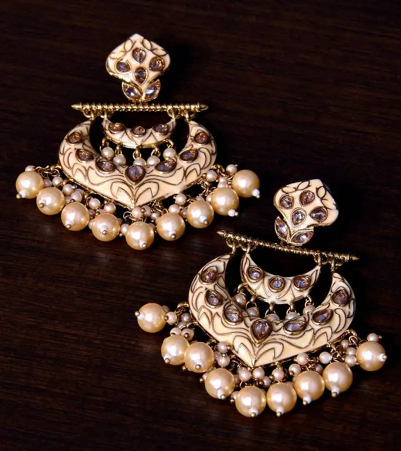 Kundan and pearls embellished designer earrings 217ed223