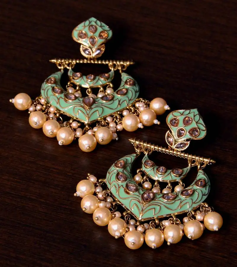 Kundan and pearls embellished designer earrings 217ed224