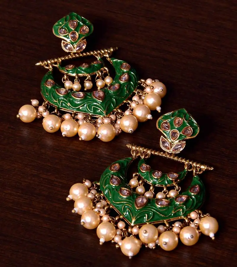 Kundan and pearls embellished designer earrings 217ed225