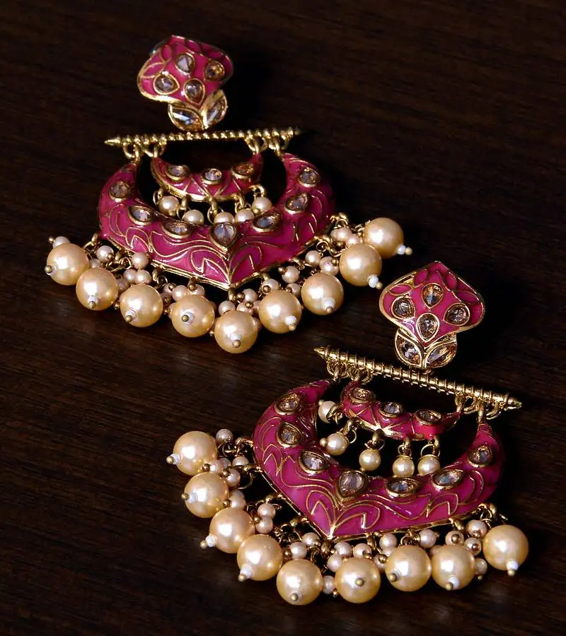 Kundan and pearls embellished designer earrings 217ed226