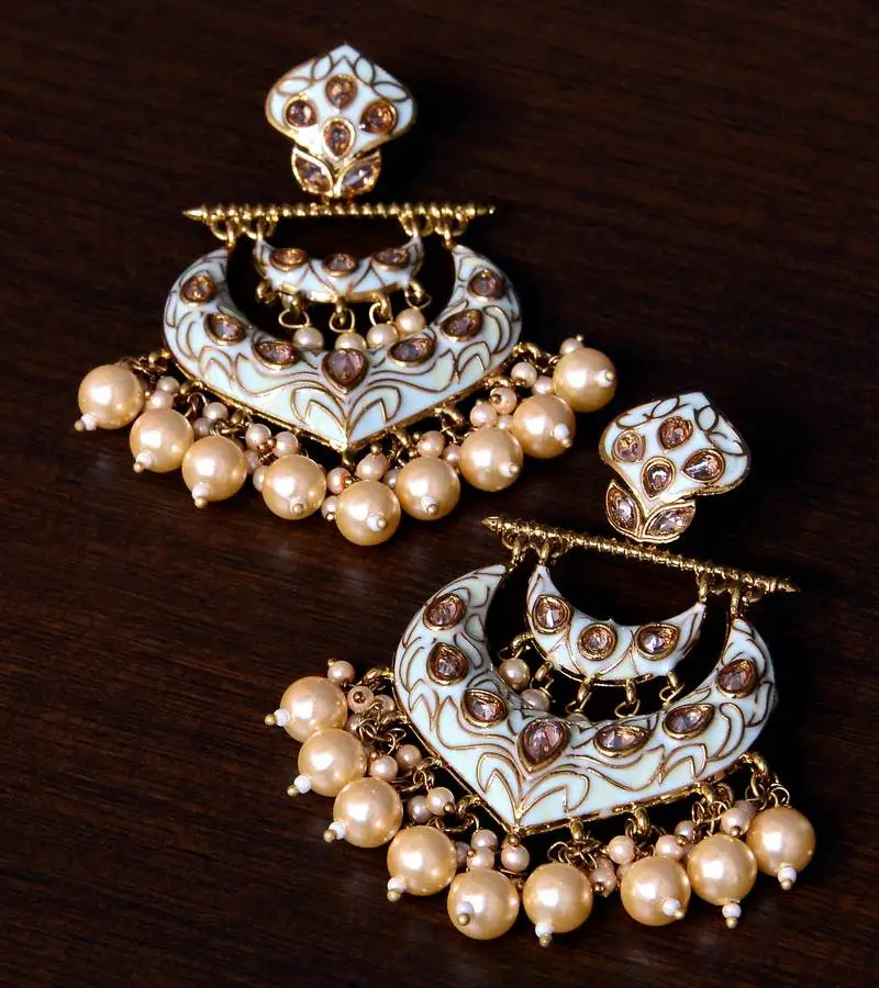 Kundan and pearls embellished designer earrings 217ed227
