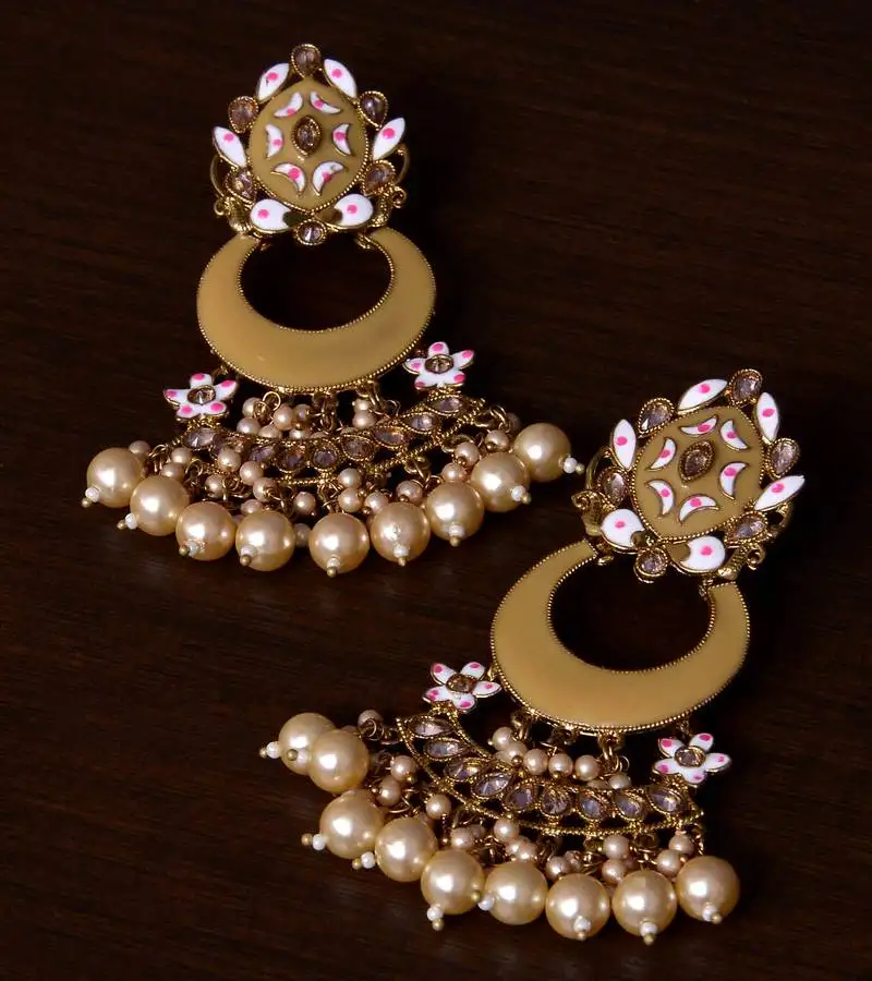 Meenakari worked and pearl embellished danglers 217ed240