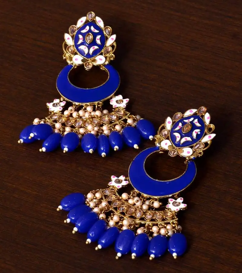 Meenakari worked and pearl embellished danglers 217ed242