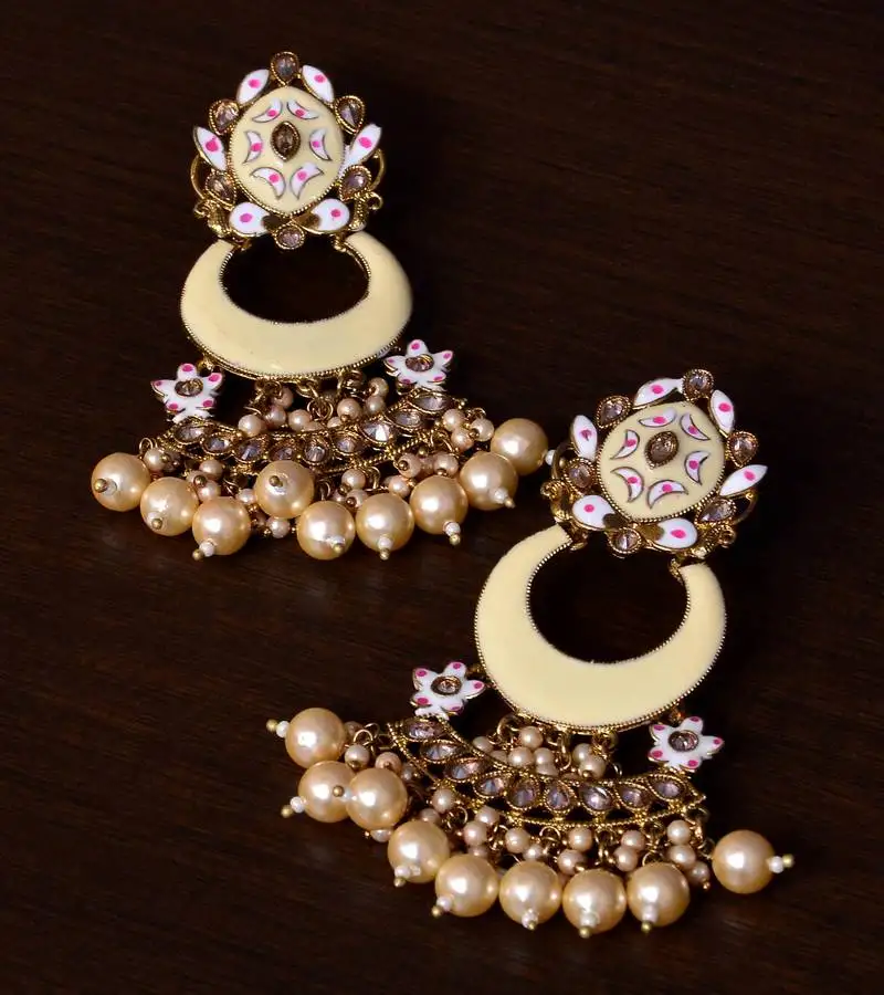 Meenakari worked and pearl embellished danglers 217ed244