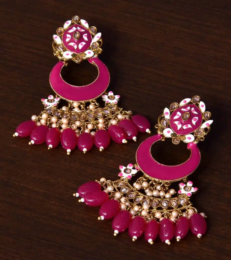 Meenakari worked and pearl embellished danglers 217ed245