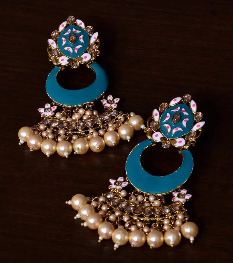 Meenakari worked and pearl embellished danglers 217ed246