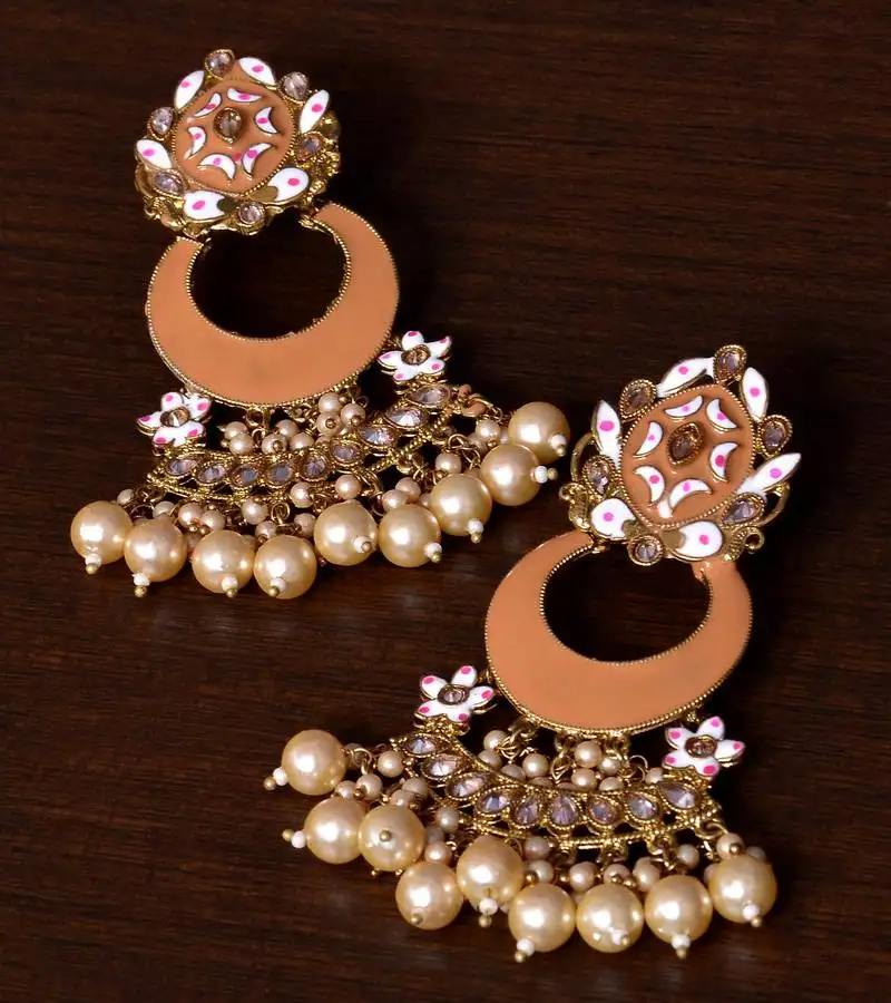 Meenakari worked and pearl embellished danglers 217ed247