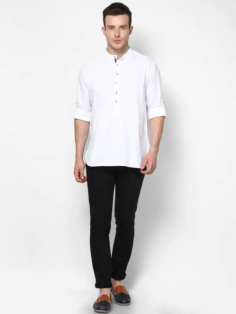 Black woven pure cotton men-kurtas