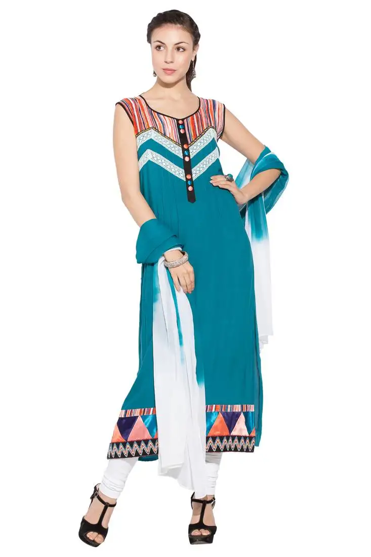 Green embroidered cotton salwar stitched