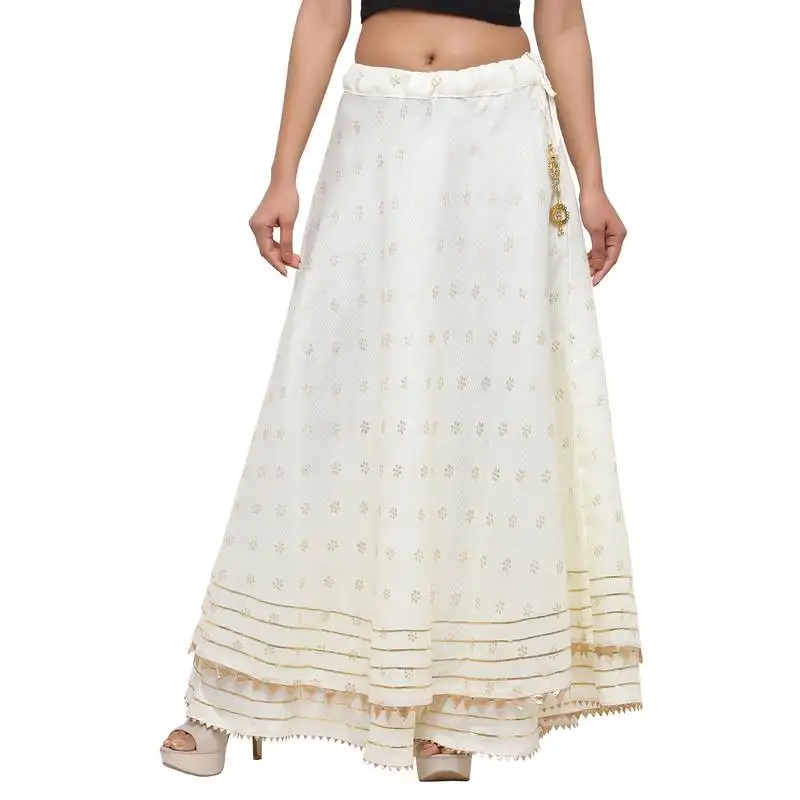 Off-white printed cotton skirts