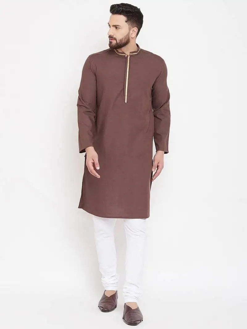 Brown woven linen men-kurtas