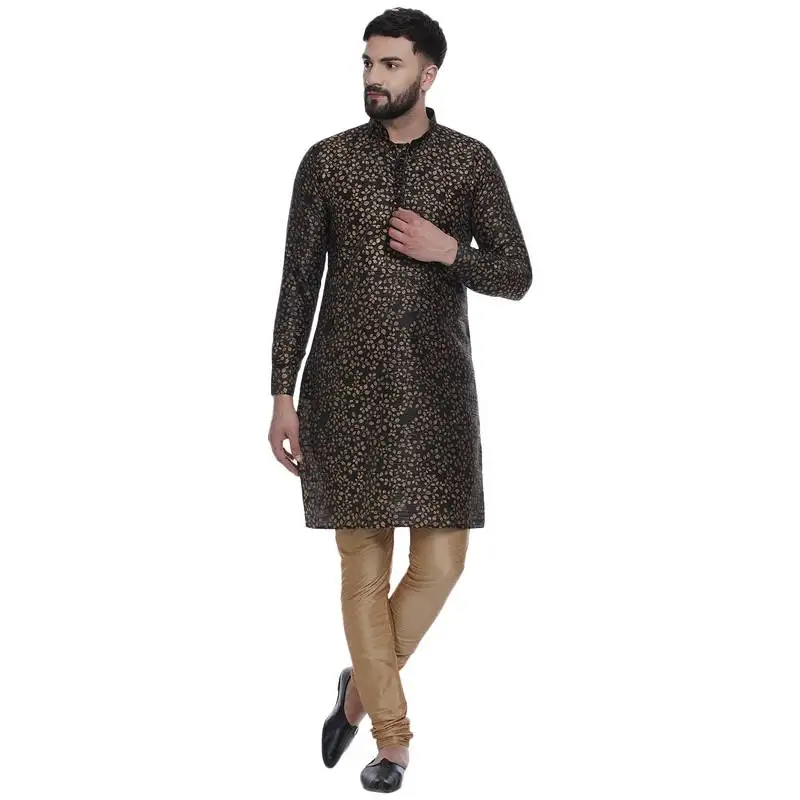 Black brasso jacquard men kurtas