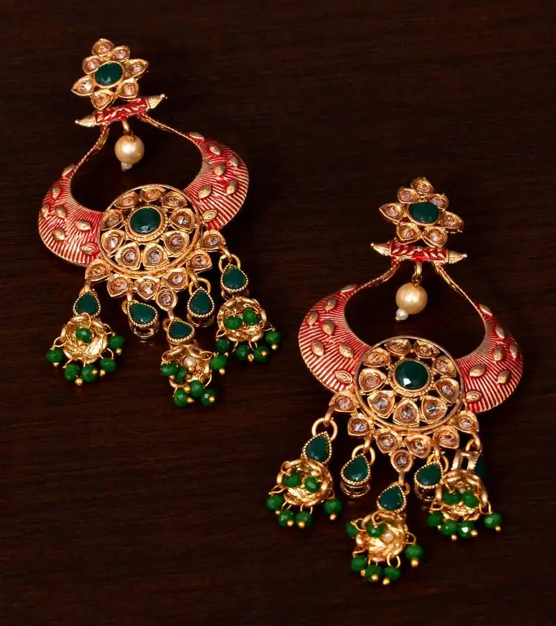 Kundan and stone embellished designer danglers for wedding 217eds251