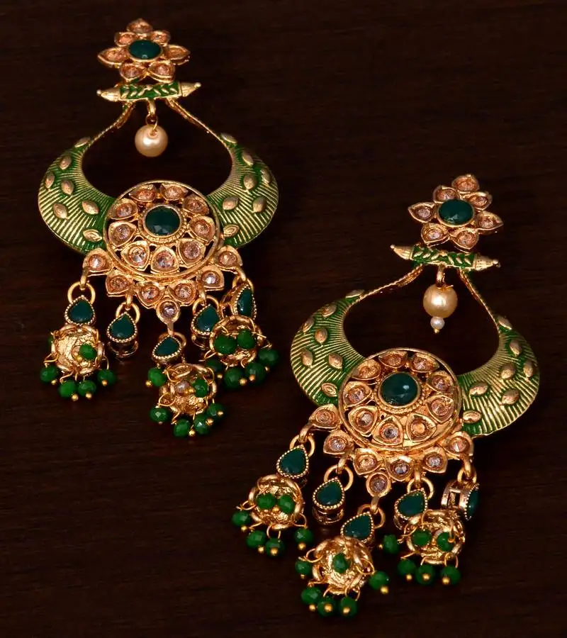Kundan and stone embellished designer danglers for wedding 217eds252