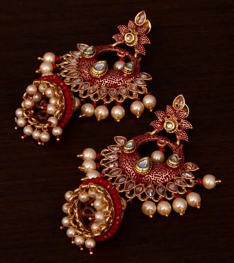 Kundan and stone embellished designer danglers for wedding 217eds253