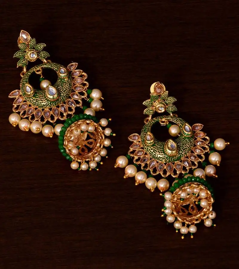 Kundan and stone embellished designer danglers for wedding 217eds255
