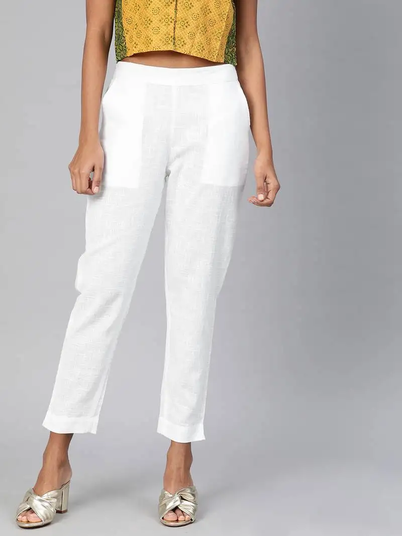White plain cotton trousers