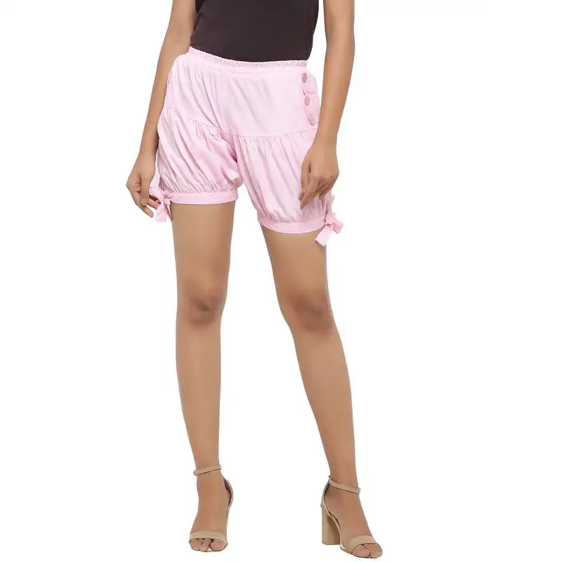 Baby-pink plain cotton shorts