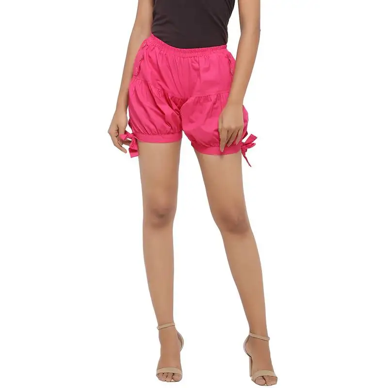 Pink plain cotton shorts