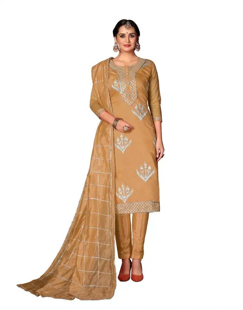 Women's mustard yellow modal cotton dress material with innar semi stitched