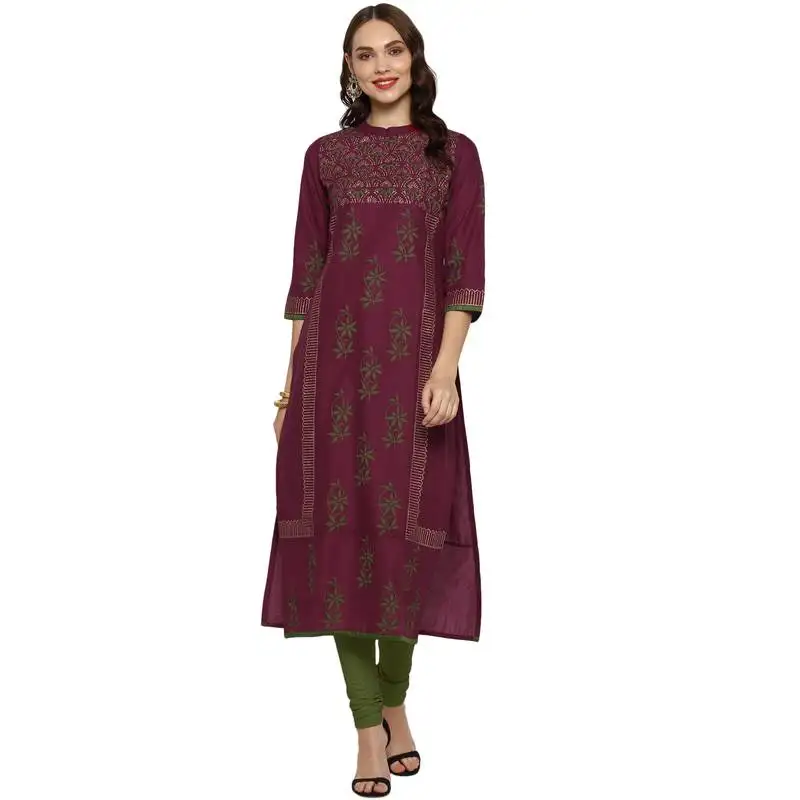 G collection maroon printed cotton cotton-kurtis