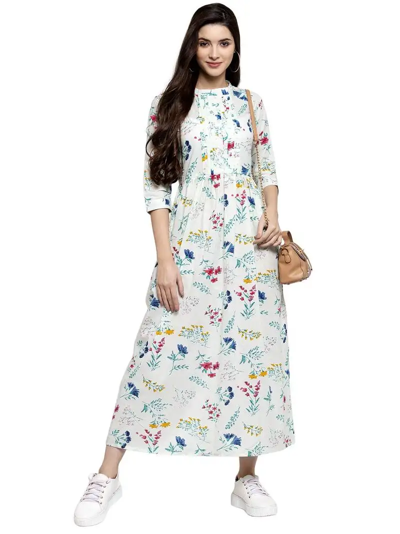 Indibelle light-green printed cotton kurtas-and-kurtis