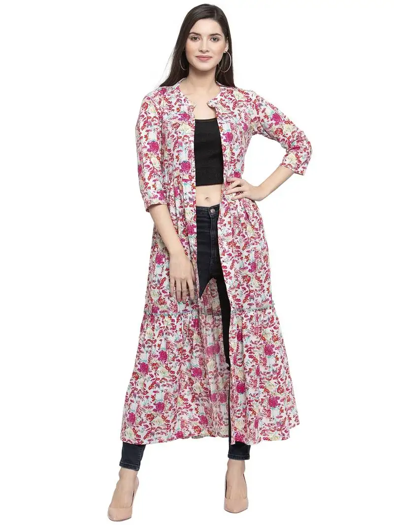 Indibelle pink printed cotton tops