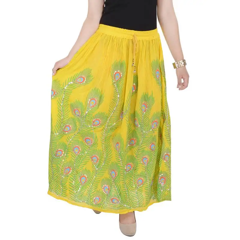 Yellow embroidered cotton skirts
