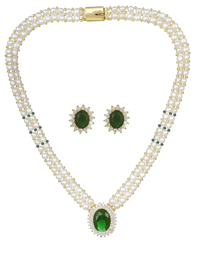 Natural fresh water pearl set from hyderabad with certificate of authenticity