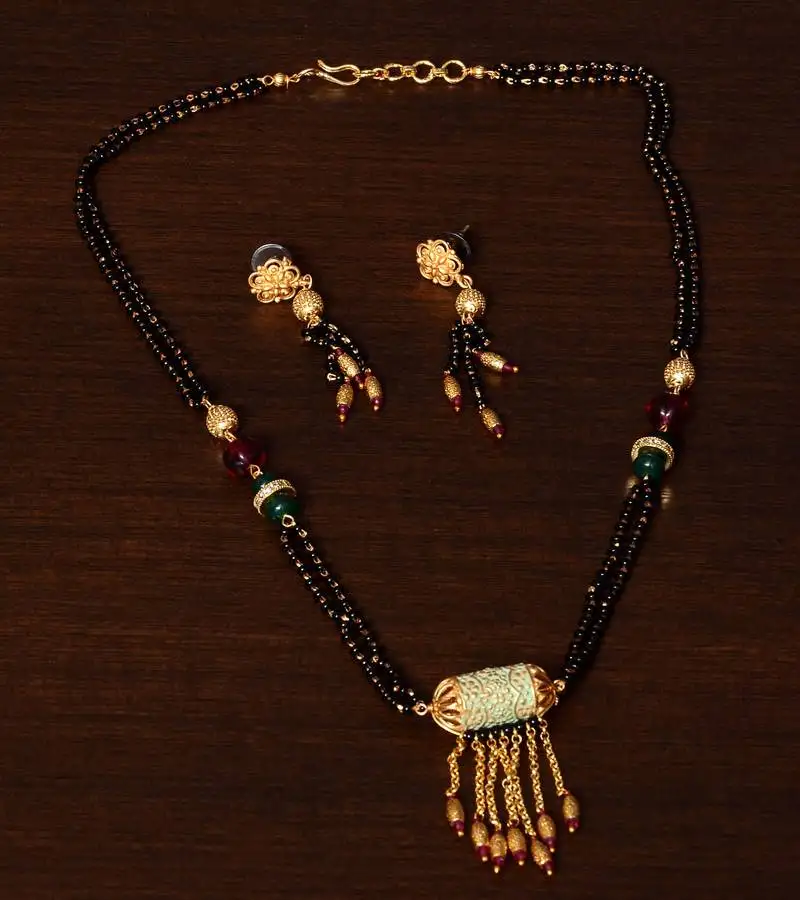 Meenakari worked stone embellished designer mangalsutra ms2