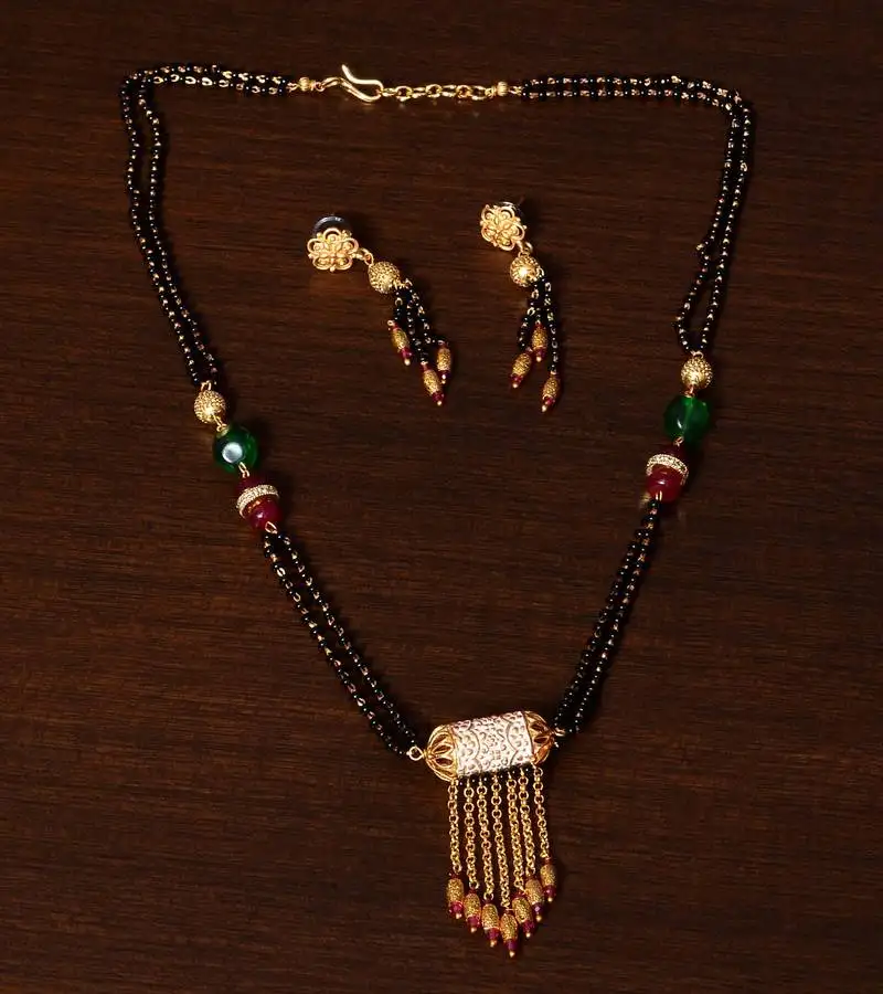 Meenakari worked stone embellished designer mangalsutra ms3