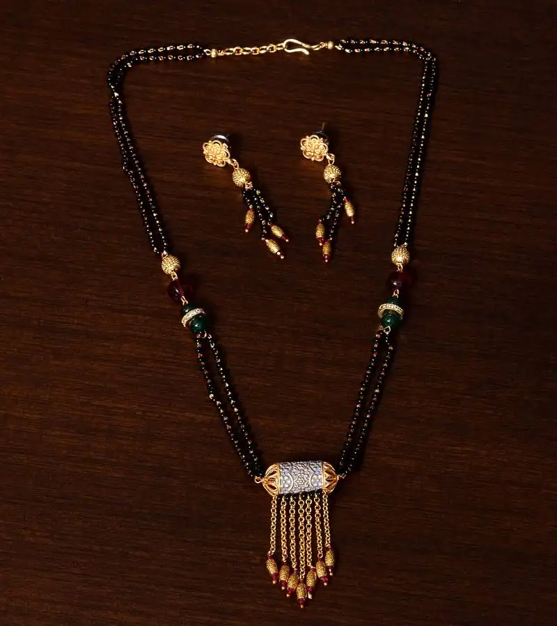 Meenakari worked stone embellished designer mangalsutra ms4